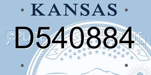 D540884 Kansas License Plate