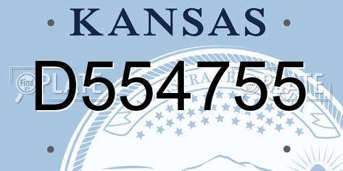 D554755 Kansas License Plate