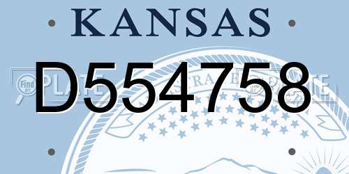 D554758 Kansas License Plate