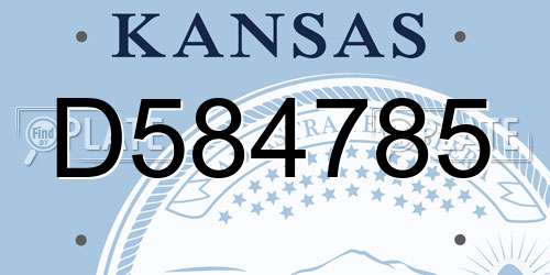 D584785 Kansas License Plate