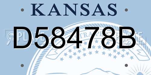 D58478B Kansas License Plate