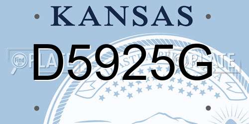 D5925G Kansas License Plate