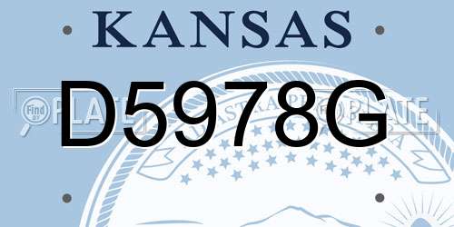 D5978G Kansas License Plate