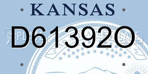 D61392O Kansas License Plate