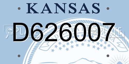 D626007 Kansas License Plate