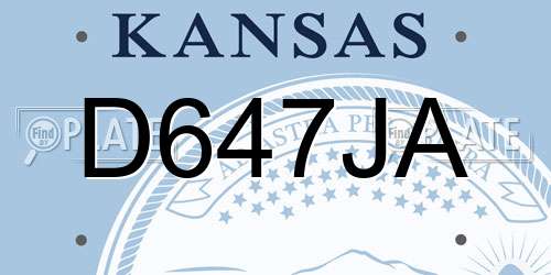 D647JA Kansas License Plate