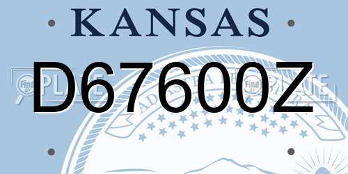 D67600Z Kansas License Plate