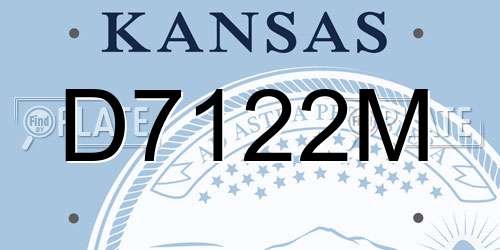 D7122M Kansas License Plate