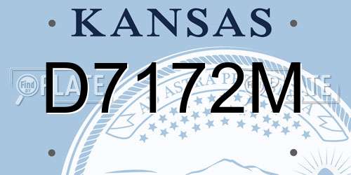 D7172M Kansas License Plate