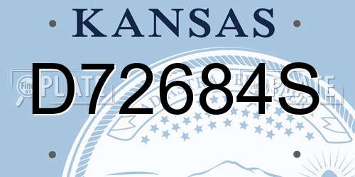 D72684S Kansas License Plate