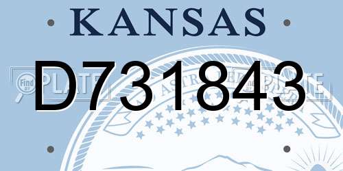 D731843 Kansas License Plate