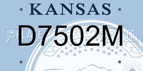 D7502M Kansas License Plate