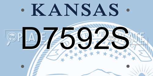 D7592S Kansas License Plate