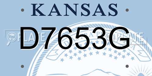 D7653G Kansas License Plate