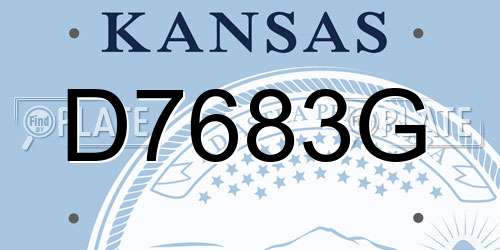 D7683G Kansas License Plate