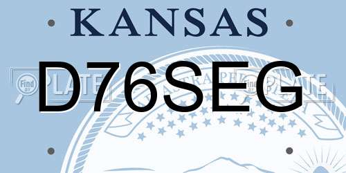 D76SEG Kansas License Plate