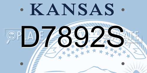 D7892S Kansas License Plate