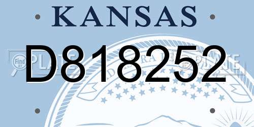 D818252 Kansas License Plate