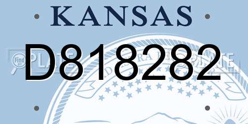 D818282 Kansas License Plate