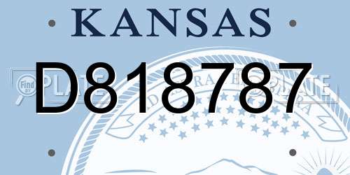 D818787 Kansas License Plate