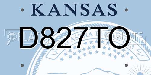 D827TO Kansas License Plate