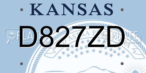 D827ZD Kansas License Plate
