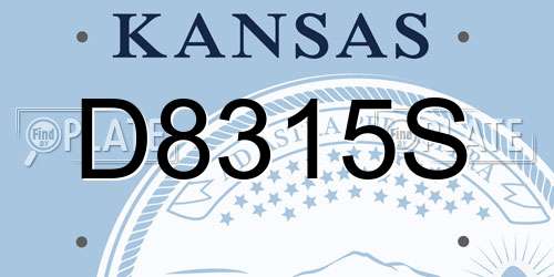 D8315S Kansas License Plate