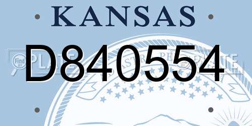 D840554 Kansas License Plate