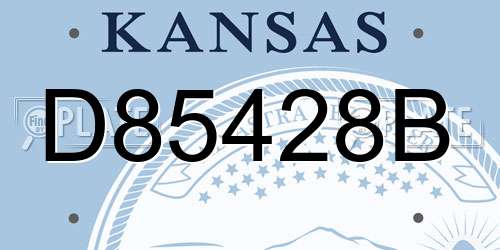 D85428B Kansas License Plate
