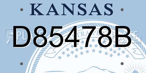 D85478B Kansas License Plate