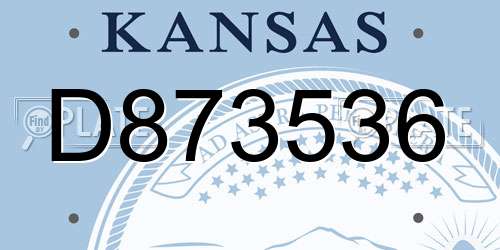 D873536 Kansas License Plate