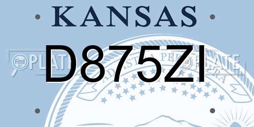 D875ZI Kansas License Plate
