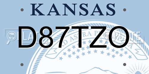 D87TZO Kansas License Plate