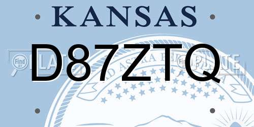 D87ZTQ Kansas License Plate