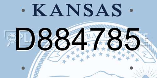 D884785 Kansas License Plate