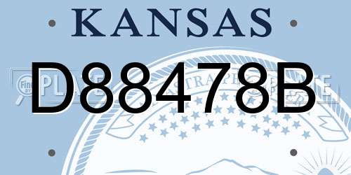 D88478B Kansas License Plate