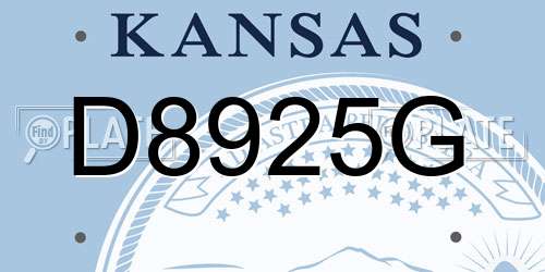D8925G Kansas License Plate