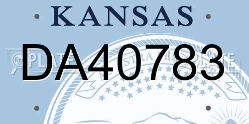 DA40783 Kansas License Plate