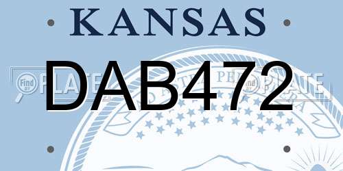 DAB472 Kansas License Plate