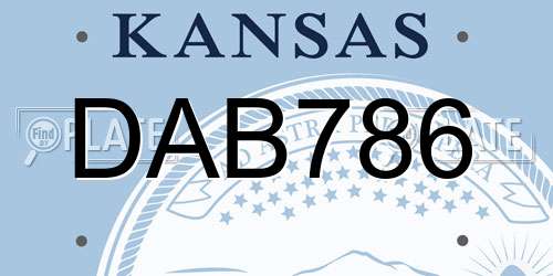 DAB786 Kansas License Plate