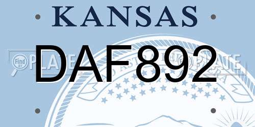 DAF892 Kansas License Plate