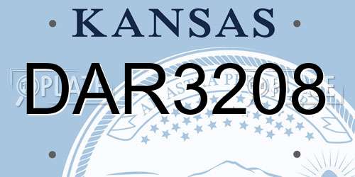 DAR3208 Kansas License Plate