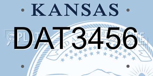 DAT3456 Kansas License Plate