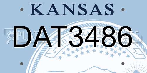 DAT3486 Kansas License Plate