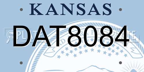 DAT8084 Kansas License Plate