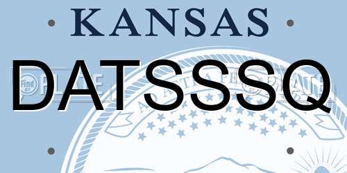 DATSSSQ Kansas License Plate