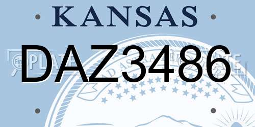 DAZ3486 Kansas License Plate