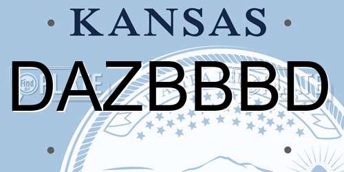 DAZBBBD Kansas License Plate
