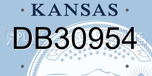 DB30954 Kansas License Plate