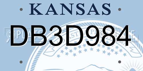 DB3D984 Kansas License Plate